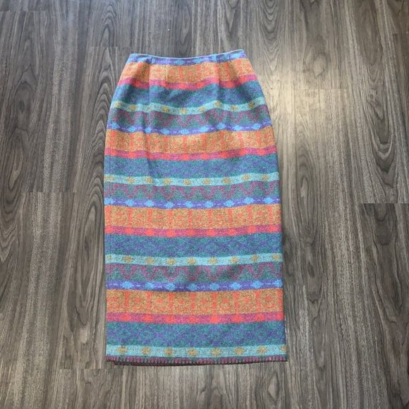 Vintage Preston & York Southwestern Aztec Navajo Blanket Wrap Blanket Skirt Sz 8 - Picture 3 of 9